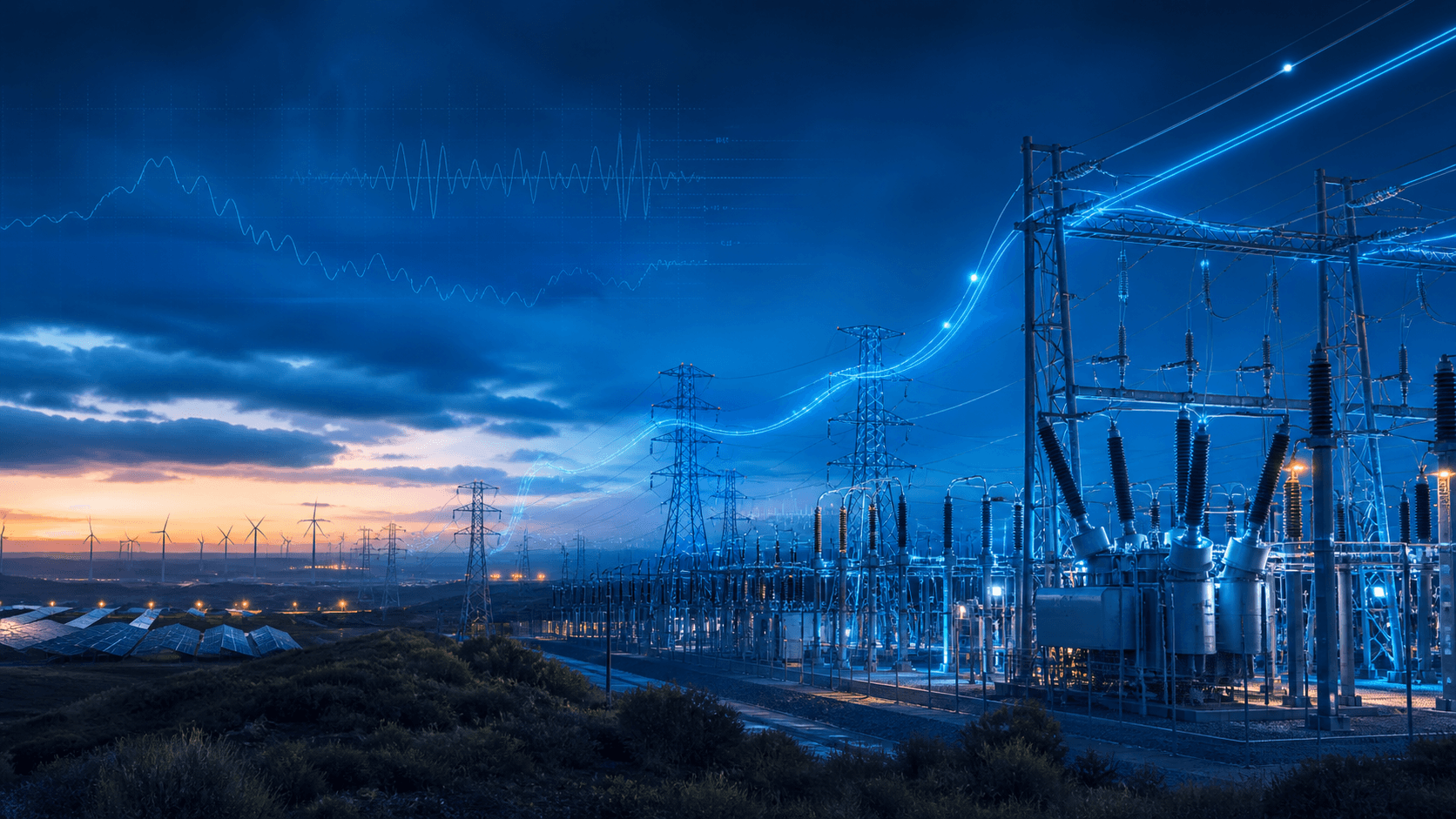 High-voltage substation integrating wind and solar generation